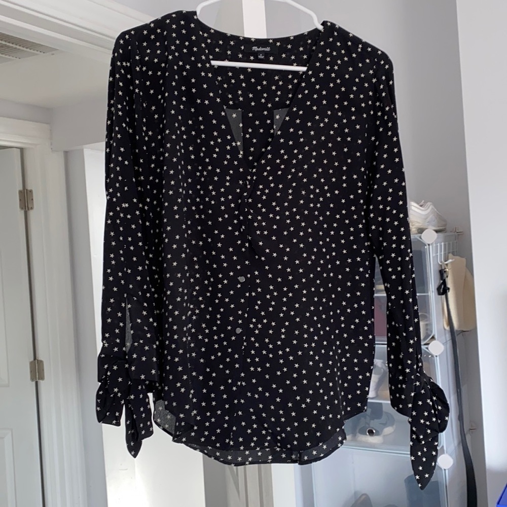 Tie sleeve button down top
